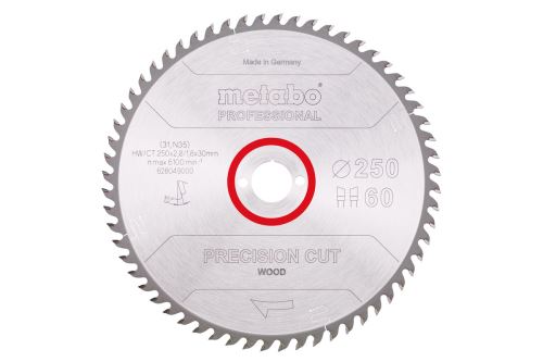 METABO Žagin list "precision cut wood - professional", 250 x 30 mm, 60 zob, 15° 628049000