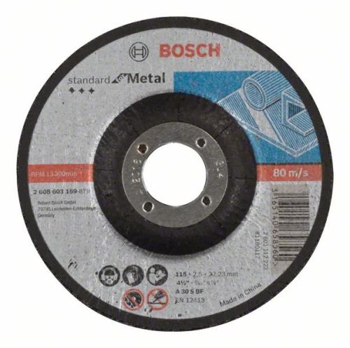 BOSCH Profilirana rezalna plošča Standard for Metal A 30 S BF, 115 mm, 22,23 mm, 2,5 mm 2608603159