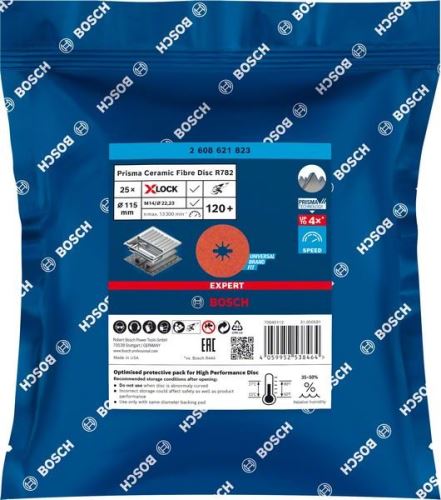 BOSCH EXPERT PRISMA X-LOCK fiber disk R782,115,P120,25 kos 2608621823