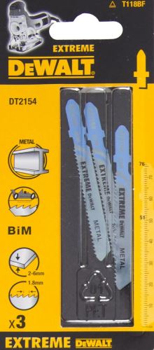 DeWALT Bimetalni žagin list EXTREME 76 mm, kovine od 6 mm, jeklo 3 - 5 mm (3 kosi) DT2154