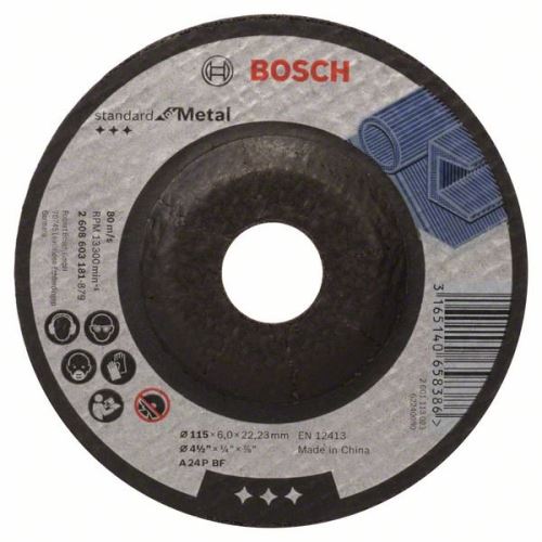 BOSCH Profilirana plošča za grobo obdelavo Standard for Metal A 24 P BF, 115 mm, 22,23 mm, 6,0 mm 2608603181