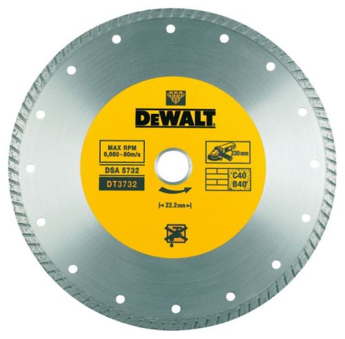 Turbo diamantno rezilo za suho rezanje DEWALT 180 x 22,2 mm DT3722