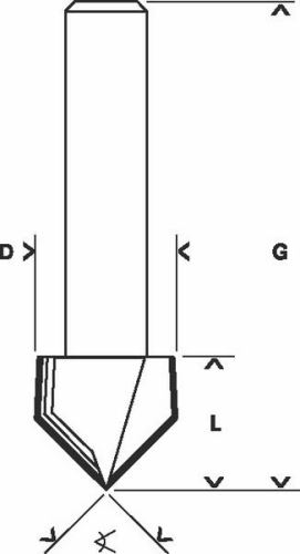 BOSCH Rezalnik utorov v obliki črke V 8 mm, L 31,8 mm, L 19 mm, G 51 mm, 90° 2608629370