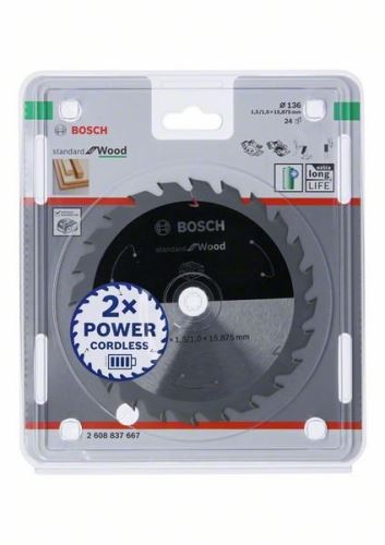 BOSCH žagin list za akumulatorske žage; Standard za les 136x15,875x1,5/1,0x24T 2608837667