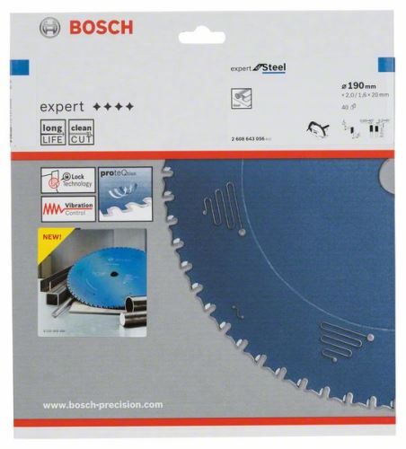 BOSCH List krožne žage Expert for Steel 190 x 20 x 2,0 mm, 40 2608643056