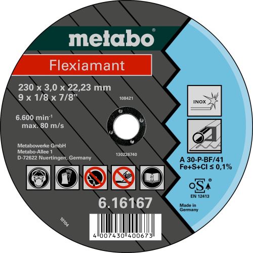 METABO Rezalna plošča - nerjaveče jeklo 125x2,5x22,2 mm ravna 616738000