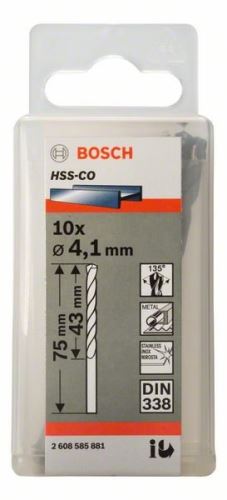 BOSCH Svedri za kovino HSS-Co, DIN 338 4,1 x 43 x 75 mm (10 kosov) 2608585881