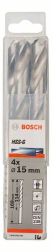 BOSCH Svedri za kovino HSS-G, DIN 338 15 x 114 x 169 mm (4 kosi) 2608585594