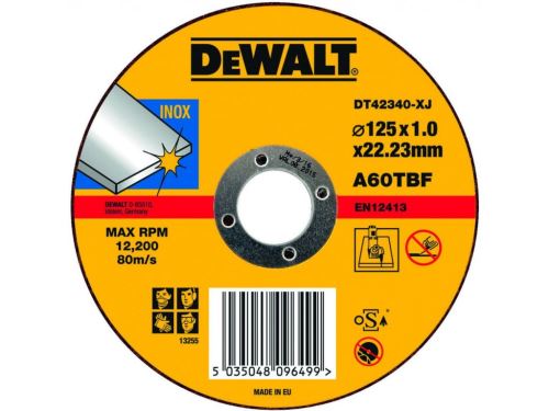 DEWALT Rezalna plošča za nerjaveče jeklo, ploščata 125 x 2,1 x 22,23 mm DT42340Z