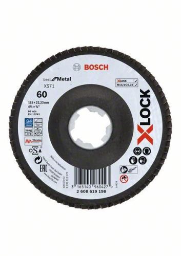 BOSCH X-LOCK Lamelni brusi sistema Best for Metal Ø 115 mm, G 60, X571, upognjena izvedba, steklena vlakna 2608619198