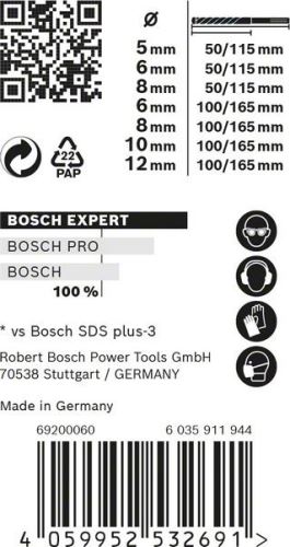 BOSCH EXPERT SDS plus-7X set 5/6/6/8/8/10/12 mm, 7 kosov 2608900195