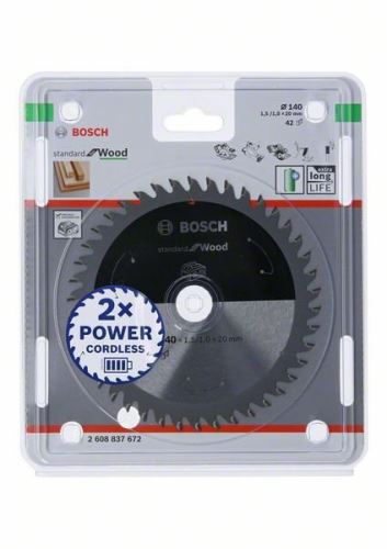 BOSCH žagin list za akumulatorske žage; Standard za les 140x20x1,5/1,0x42T 2608837672