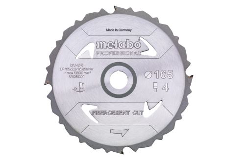 METABO Žagin list 165 x 20 mm, 4 zobje, 5° FibercementCutProf 628289000