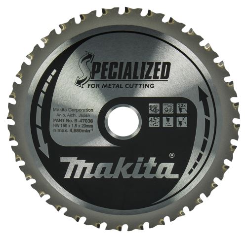 MAKITA žagin list jeklo SPECIALIZED 150x1,5x20 mm 32 zob B-47036