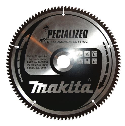 MAKITA žagin list aluminij SPECIALIZED 260x2,4x30 mm 100 zob B-33336