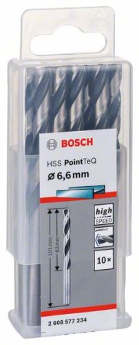 BOSCH Spiralni sveder HSS PointTeQ 6,6 mm (10 kosov) 2608577234