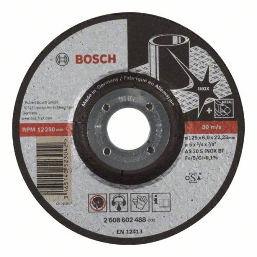 BOSCH Profilirana plošča za grobo obdelavo Expert za Inox AS 30 S INOX BF, 125 mm, 6,0 mm 2608602488