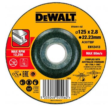 DeWALT konveksna rezalna plošča za kovino 125 x 22,2 x 3,0 mm DT43911