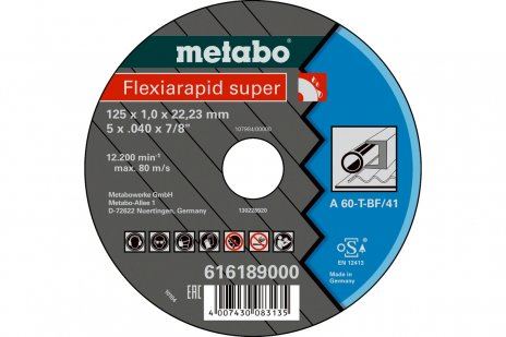 METABO Brusilna plošča Flexiarapid SUPER 115 x 1,6 x 22,23 jeklo, TF 41 616191000