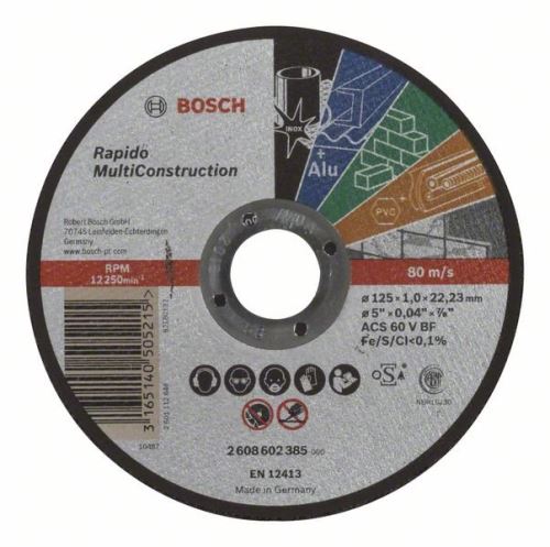 BOSCH Rezalna plošča ravna Rapido Multi Construction ACS 60 V BF, 125 mm, 1,0 mm 2608602385