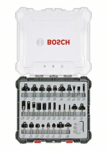 Bosch 30-delni komplet mešanih rezkarjev s 6-milimetrskim vpenjalnim steblom