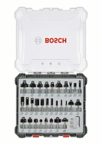 BOSCH Mešani set oblikovanih rezkarjev z vretenom Ø 6 mm, 30 kosov 2607017474