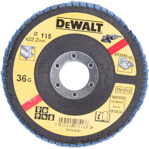 DEWALT abrazivna lamelna plošča za kovino, konveksna 115 x 22,2 mm 120G DT3258