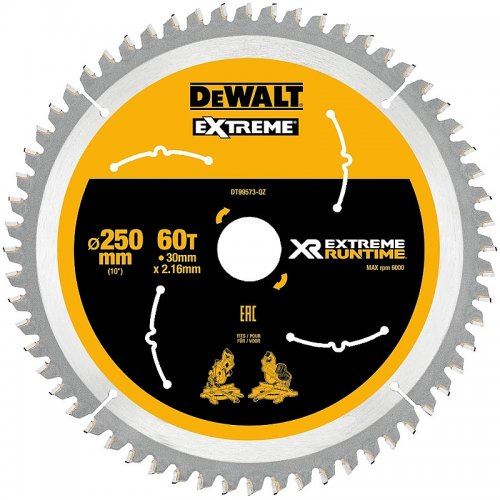 DeWALT žagin list (idealen za FLEXVOLT žage) 250 x 30 mm, 60 zob DT99573