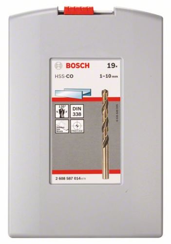 Bosch 19-delni komplet svedrov za kovino ProBox HSS-Co, DIN 338 (zlitina s kobaltom), 1–10 mm