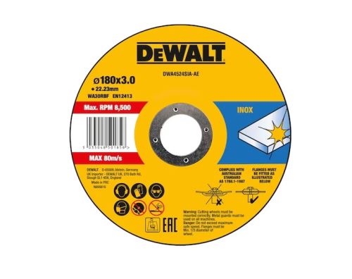 DEWALT Rezalna plošča iz nerjavečega jekla 180 x 3 x 22,23 mm DWA4524SIA