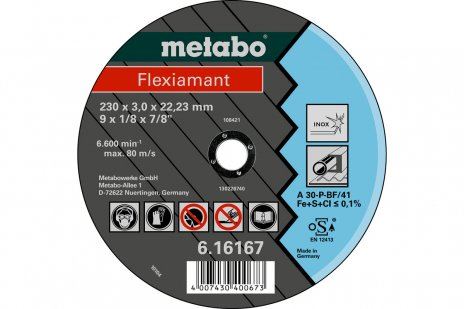 METABO Brusilna plošča Flexiamant 180 x 3,0 x 22,23 INOX, TF 42 616299000