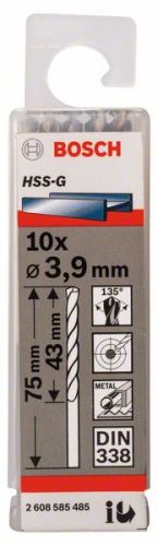 BOSCH Svedri za kovino HSS-G, DIN 338 3,9 x 43 x 75 mm (10 kosov) 2608585485