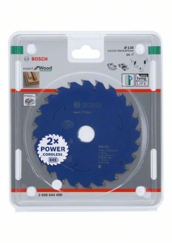 BOSCH žagin list za akumulatorske žage; Expert for Wood 136x20x1,5/1x24T 2608644498