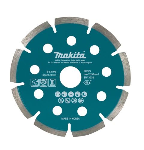 Diamantna rezalna plošča MAKITA 125x22,23 mm za akumulatorske kotne brusilnike B-53796