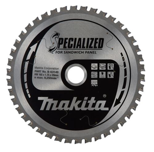 MAKITA žagin list za sendvič plošče SPECIALIZED 165x1,75x20 mm 42 zob B-63149