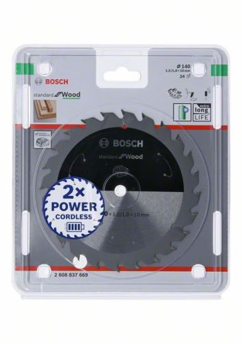 BOSCH žagin list za akumulatorske žage; Standard za les 140x10x1,5/1,0x24T 2608837669