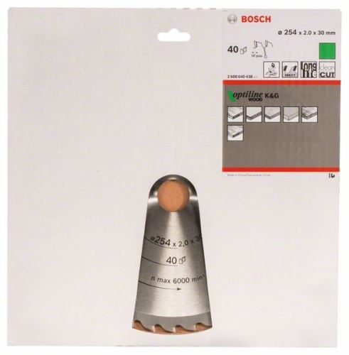 BOSCH žagin list Optiline Wood 254 x 30 x 2,0 mm, 40 2608640438