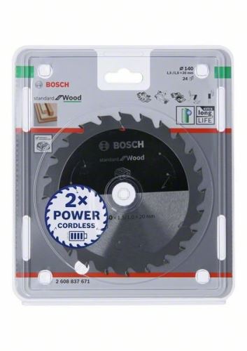 BOSCH žagin list za akumulatorske žage; Standard za les 140x20x1,5/1,0x24T 2608837671