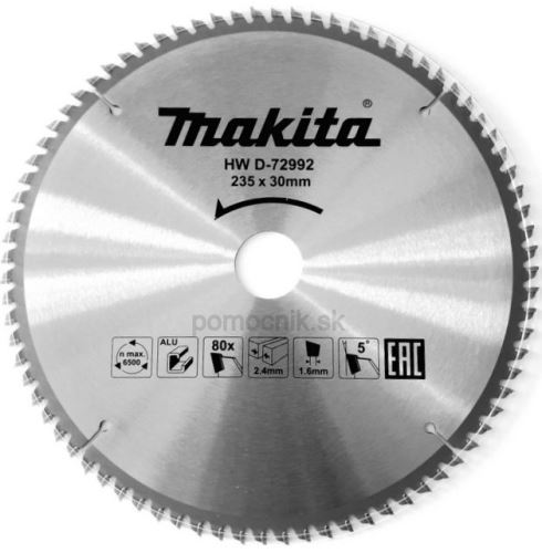 MAKITA žagin list aluminij TCT 235x2,4x30 mm 80 zob D-72992