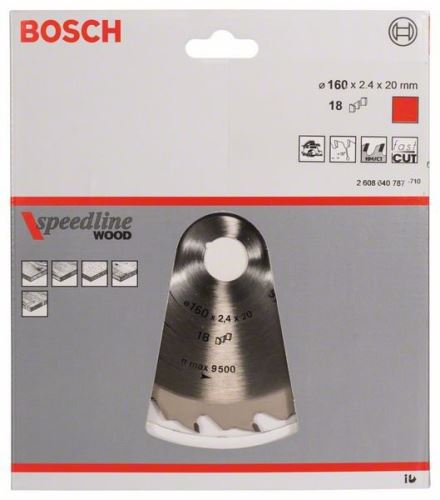 BOSCH žagin list Speedline Wood 160 x 20 x 2,2 mm, 18 2608640787