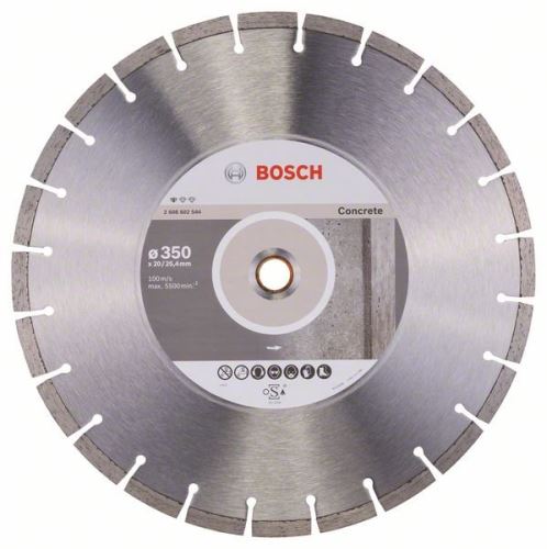 BOSCH Diamantna rezalna plošča Standard for Concrete 350 x 20/25,40 x 2,8 x 10 mm 2608602544