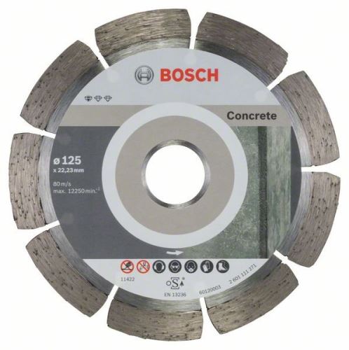 BOSCH Diamantna rezalna plošča Standard for Concrete 125 x 22,23 x 1,6 x 10 mm (10 kosov) 2608603240