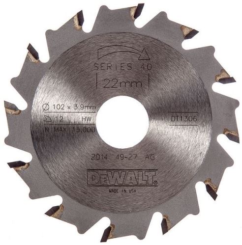 DeWALT Disk (za DW682K skobeljni stroj) 105 x 22 mm, 12 zob DT1306