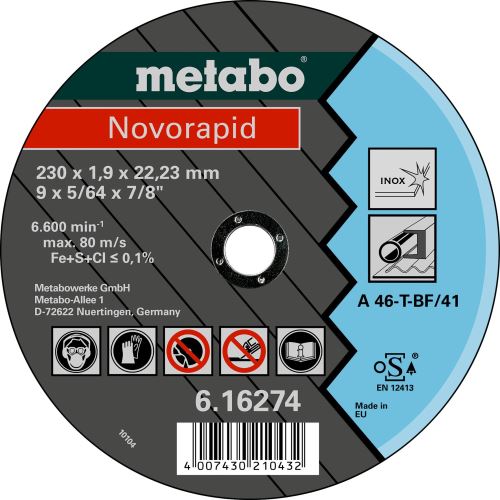 METABO Rezalna plošča -NOVORAPID Inox 115x1,0x22,23 616270000