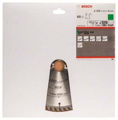 BOSCH žagin list Optiline Wood 250 x 30 x 3,2 mm, 60 2608640665