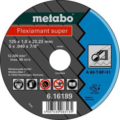 METABO Rezalna plošča - jeklo-FLEXIAMANT SUPER 125x1,0x22,2 616189000