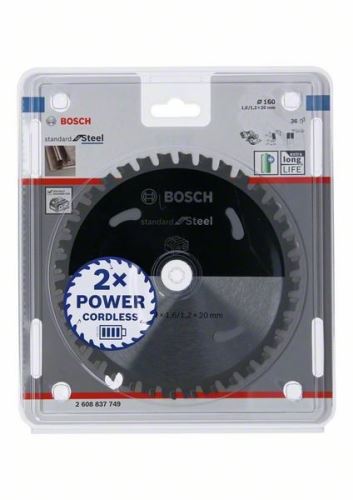 BOSCH žagin list za akumulatorske žage; Standard za jeklo 160x20x1,6/1,2x36T 2608837749