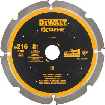 DeWALT žagin list za vlaknocementne in laminatne plošče, 216 x 30 mm, 8 zob DT1473