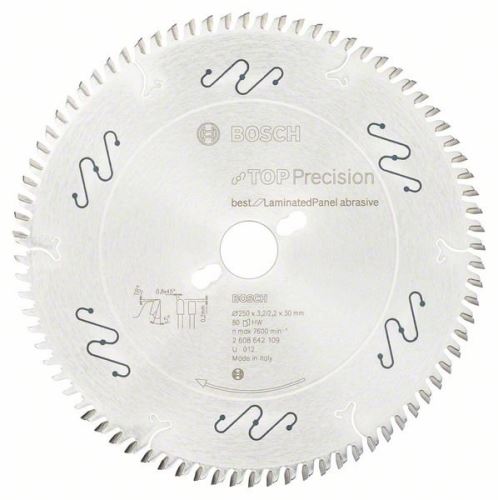 BOSCH List krožne žage Top Precision Best for Laminated Panel Abrasive 250 x 30 x 3,2 mm, 80 2608642109