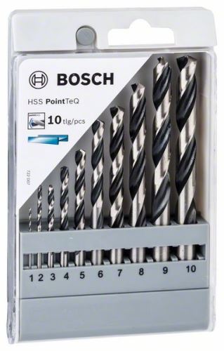 Bosch 10-delni komplet spiralnih svedrov HSS PointTeQ, 1–10 mm